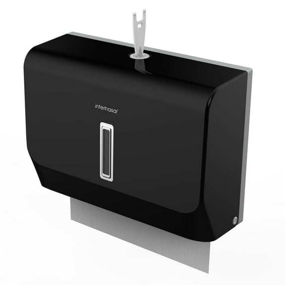 Interhasa Wall Mount Paper Holder & Dispenser with Installation Accessories, Black,6006
