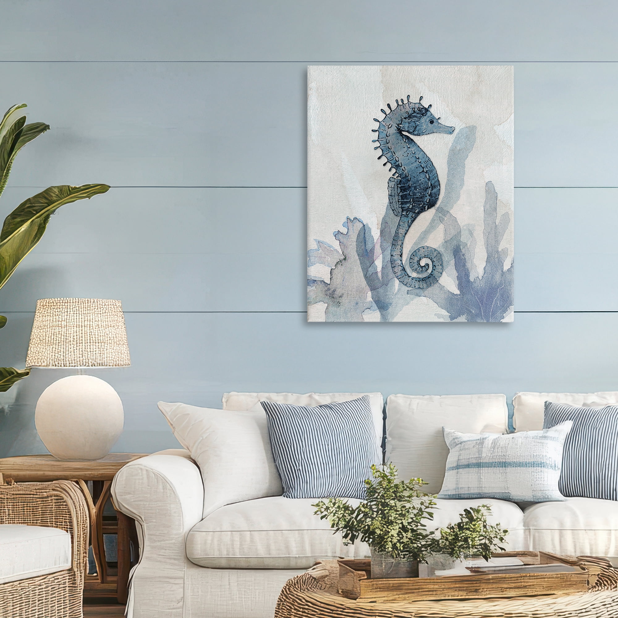 Stupell Industries Seahorse & Seaweed Impressions Canvas Wall Art, design by Susan Jill
