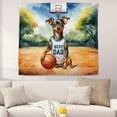 thumbnail image 2 of Happy Father's Day Miniature Pinscher Playing Basketball with Best Dad Jersey Tapestry Mini Pin Dog Lover Wall Hanging Backdrop Home Decor - 13006, 2 of 5