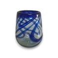 thumbnail image 6 of Mexican Stemless Wine Glass | Hand-Blown Blue Swirl (1Piece), 6 of 7