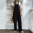 thumbnail image 2 of Besolor Womens Bib Overalls Button Straps Loose Jumpsuit Summer Wide Leg Rompers Baggy Fashion Sleeveless Playsuits, 2 of 6