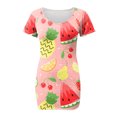 thumbnail image 4 of Mini vestido con cuello en V y mangas cortas a la moda con estampado de flores degradadas para mujer Pompotops ghjkhdj16591, 4 of 5