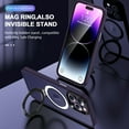 thumbnail image 5 of Dteck for iPhone 15 Pro Max Case with Magnetic Ring Stand, Compatible with MagSafe, Frosted Translucent Slim Phone Grip Cover,Deep Purple, 5 of 6