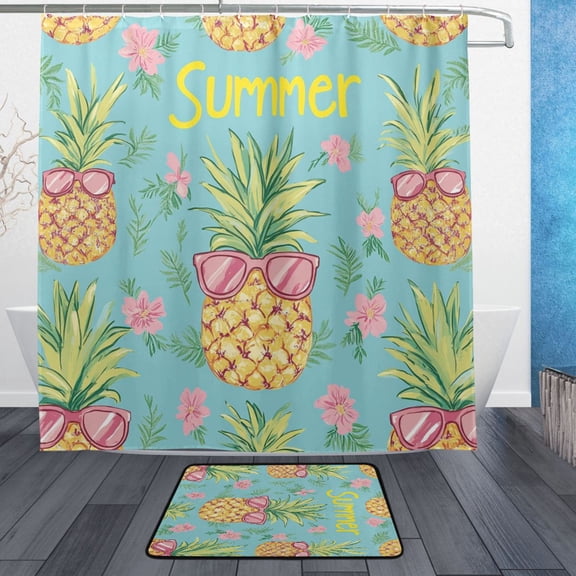 BZSMCE Shower Curtain and Bath Accessory Set,Pineapple Party Pattern