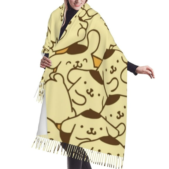 Sanrio Pompompurin Shawl Wrap For Womens Winter Warm Long Soft Scarf Pashmina Shawl Scarves