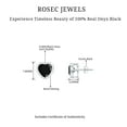 thumbnail image 4 of Rosec Jewels Heart Shape Black Onyx Solitaire Stud Earrings for Women - 7 mm - AAA Grade, 925 Sterling Silver, 4 of 7