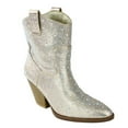 thumbnail image 2 of Forever Women Cowgirl Cowboy Western Ankle Boots Pointy Toe Rhinestone Bling Short Booties RIVER-01 Gold Champagne 8.5, 2 of 3