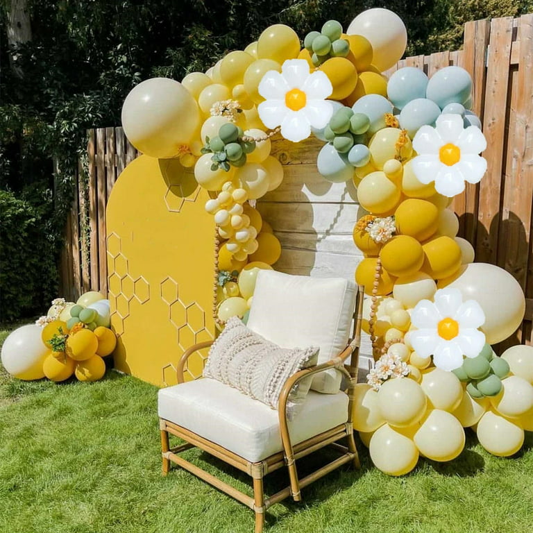 60Pcs Baby Shower Party Cream Yellow Daisy Balloons Garland Decorations  Kids Birthday Party Decorations Cute Daisy Foil Balloons - AliExpress