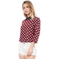 thumbnail image 3 of Disfraz de Halloween para mujer Polka Dots Contraste Peter Pan Collar Top 3/4 Mangas Blusa Camisa Rojo XS, 3 of 6
