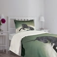 thumbnail image 3 of Ambesonne Fantasy Quilted Bedspread Set 2 Pcs, Black Unicorn in Ocean, Twin Size, Multicolor, 3 of 5