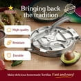 thumbnail image 5 of Estrella 7.5 inch Cast Iron Tortilla Press and Tostonera, Perfect for Mexican Food, Tortillas, Empanadas and Sopes, Silver Finish, 5 of 7
