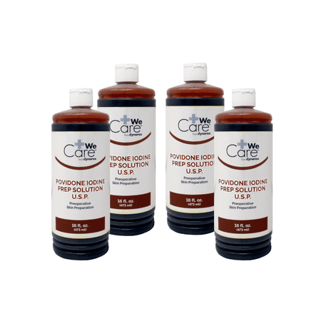 4 Pack Dynarex Povidone Iodine Prep Solution U.S.P Topical Antiseptic 16 Ounce