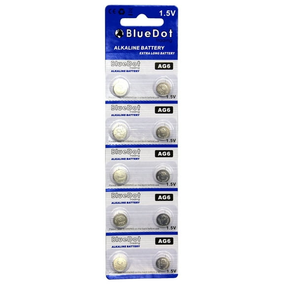 BlueDot Trading AG6 (also known as LR69 and LR921) Alkaline Button Cell Batteries - 10 Pack
