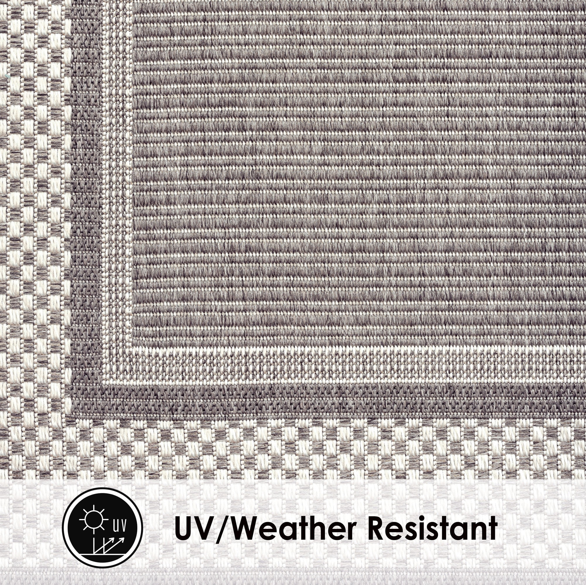 Home Dynamix Tripoli Julie Modern Border Indoor/Outdoor Area Rug, Grey/Ivory, 5'2"x7'2"