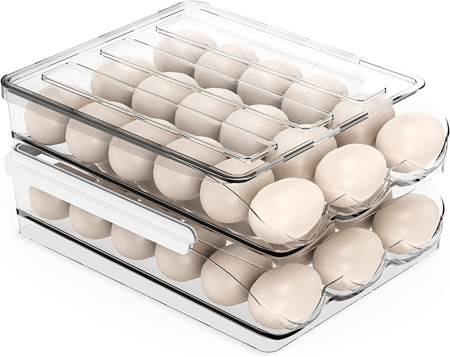 2Layer Crisper Fresh Eggs Box Holder Case Refrigerator Egg Storage Container 