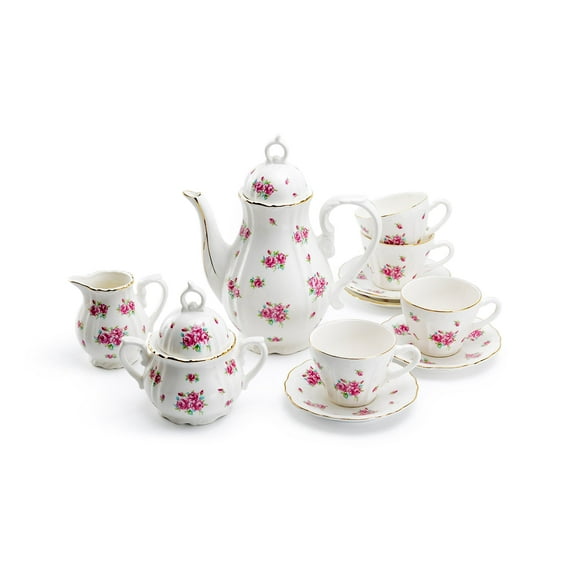 Grace Teaware Rose Bud Fine Porcelain Children's 11 Pieces Tea Set