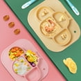 thumbnail image 3 of Silicone Divided Toddler Plates - Portable Non Slip Suction Plates for Children Babies Toddler Dinner Plate - Pink, 3 of 8