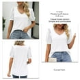 thumbnail image 5 of V-Neck Puff Sleeves, Frilled Hem, Casual Chic for Women Summer White Stretchy Blouse, 5 of 6