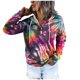 thumbnail image 4 of Gibobby Mujeres sudadera con capucha suéter Sudadera de mujer Button Drawstring Camisa de pocket Casual corbata de manga larga Sudaderas de gradiente de tinte impresas Sudaderas Hoodie （Morado， XL), 4 of 5