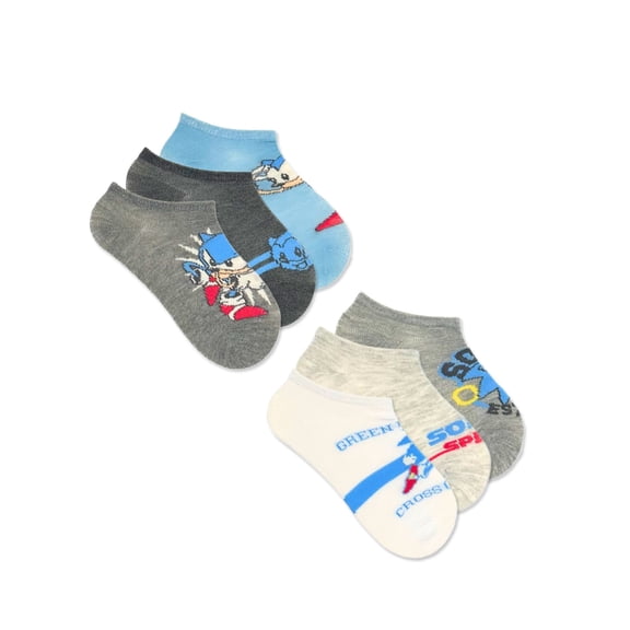 Sonic the Hedgehog Boys No-Show Socks, 6-Pack, Sizes S-L