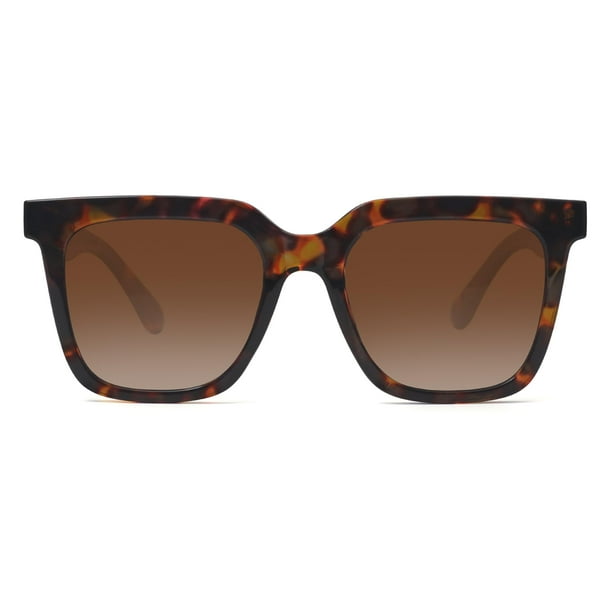 Lentes de Sol Fozono Grandes Cuadrados Polarizados UV400 Leopardo Marrón