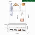 thumbnail image 2 of YANAOFFE Entryway Coat Rack with Shoe Storage Bench, 4-in-1 Entryway Bench, Metal Hall Tree Shoes Bench with 10 Hooks, White, 2 of 7