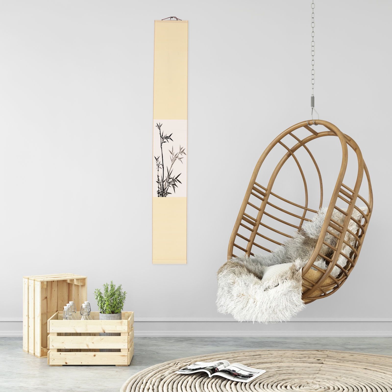 2pcs Blank Chinese Scroll Paper Painting Scroll Blank Hanging Drawing Scroll