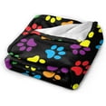 thumbnail image 2 of Dog Paw Colorful Print Blanket, Soft Blankets Flannel Bed Throw Cozy Lightweight Plush Gifts for Kids Boys Girls Women Men Sofa Couch Bedroom Living Rooms Warm All Season, Home Decor, 80"x60", 2 of 6