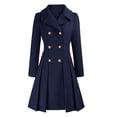 thumbnail image 3 of Women's Fall/winter Lapel Double A Line Coat With Pockets Coat Woolen Long Coat Wool Winter Jackets Women Wool Women Coat Winter Lapel Coats for Women Long Stylish Jackets Extra Large Wool Winter, 3 of 3