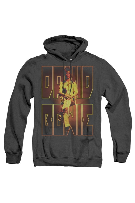 David Bowie Perched Adult Heather Hoodie Sweatshirt Black