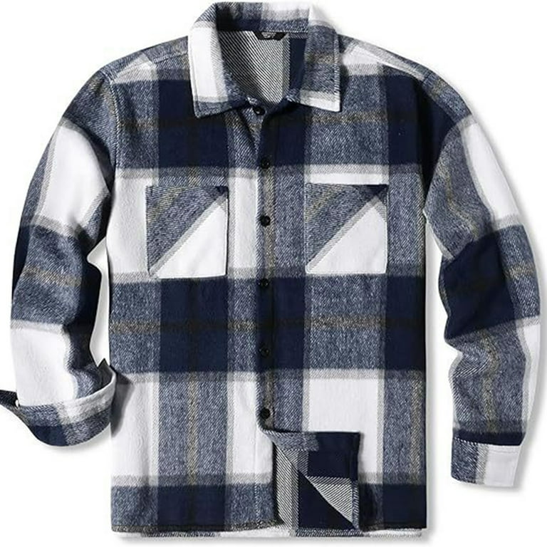 Plaid Shirts for Men S-4XL Big and Tall Button-Down Plus Size Long