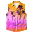 thumbnail image 7 of longantii Shirts for Men Hawaiian Casual Button-Down Tshirts Lightweight Sleeveless Pullovers with Chest Pockets 2026 New Floral Print Summer Shirt for Vacation Orange L, 7 of 7