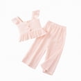 thumbnail image 4 of TOWED22 Baby Girl Clothes Toddler Girl Summer Outfits Sleeveless Ruffle Halter Tops Wide Leg Pants Kids Clothing Set(Pink,2-3 Y), 4 of 6