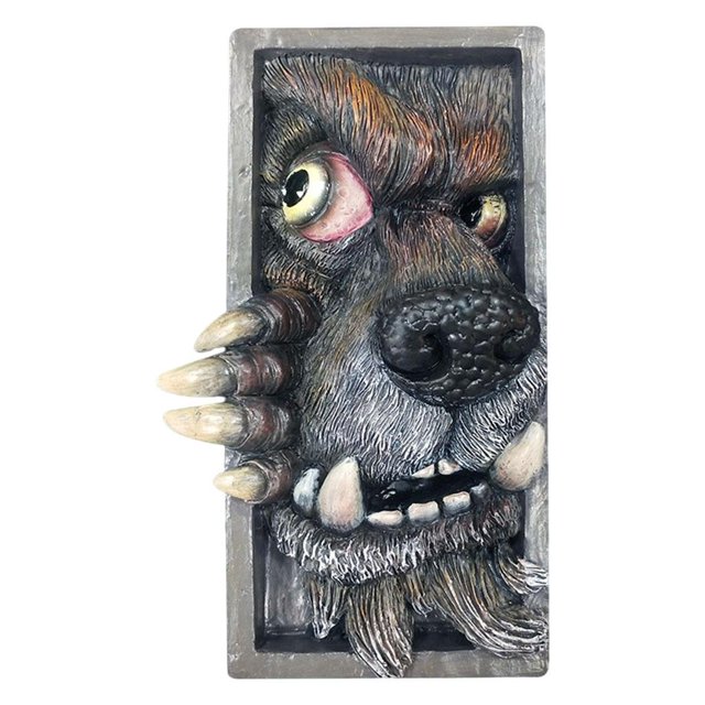 Sujetalibros decorativo, escultura de monstruos asomándose en la estantería, sujetalibros de resina personalizados para coleccionar CD, álbumes, revistas y libros. Negro gris