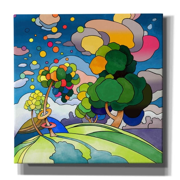 Epic Graffiti 'Pop Art Landscape 1019' by Howie Green, Canvas Wall Art, 18"x18"