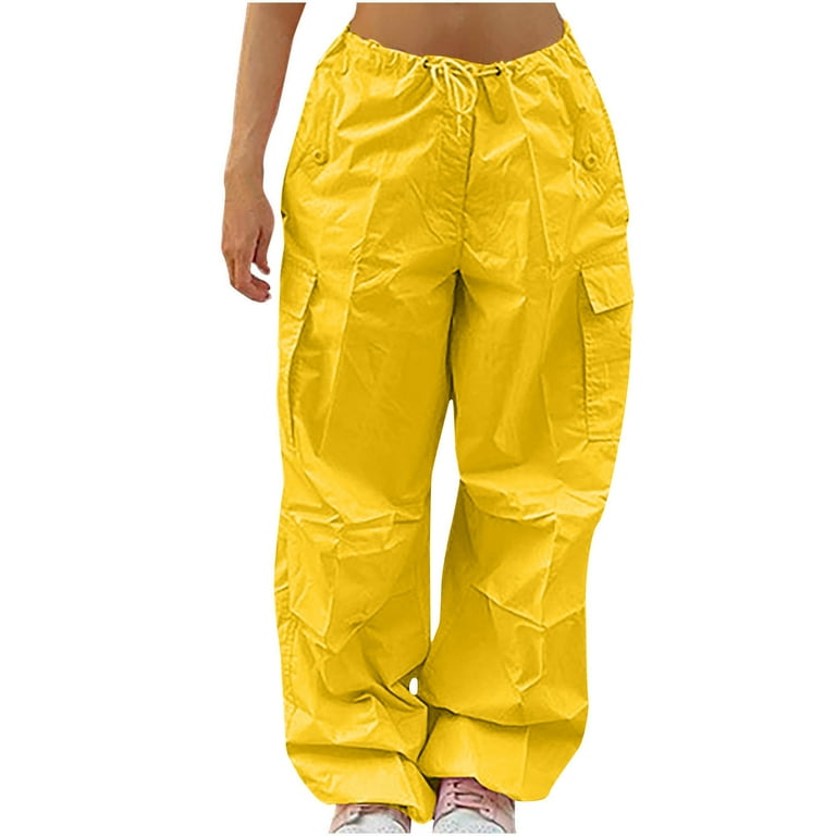 JWZUY Baggy Parachute Pants for Women Drawstring Elastic High