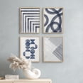 thumbnail image 3 of PixonSign Framed Wall Art Blue Pastel Geometric Patterns Prints, Set of 4 Abstract Shapes Wall Decor Arts, Geometric Wall Décor, Adhesive Canvas Poster, Modern Home Artwork - 12"x16" Natural, 3 of 5