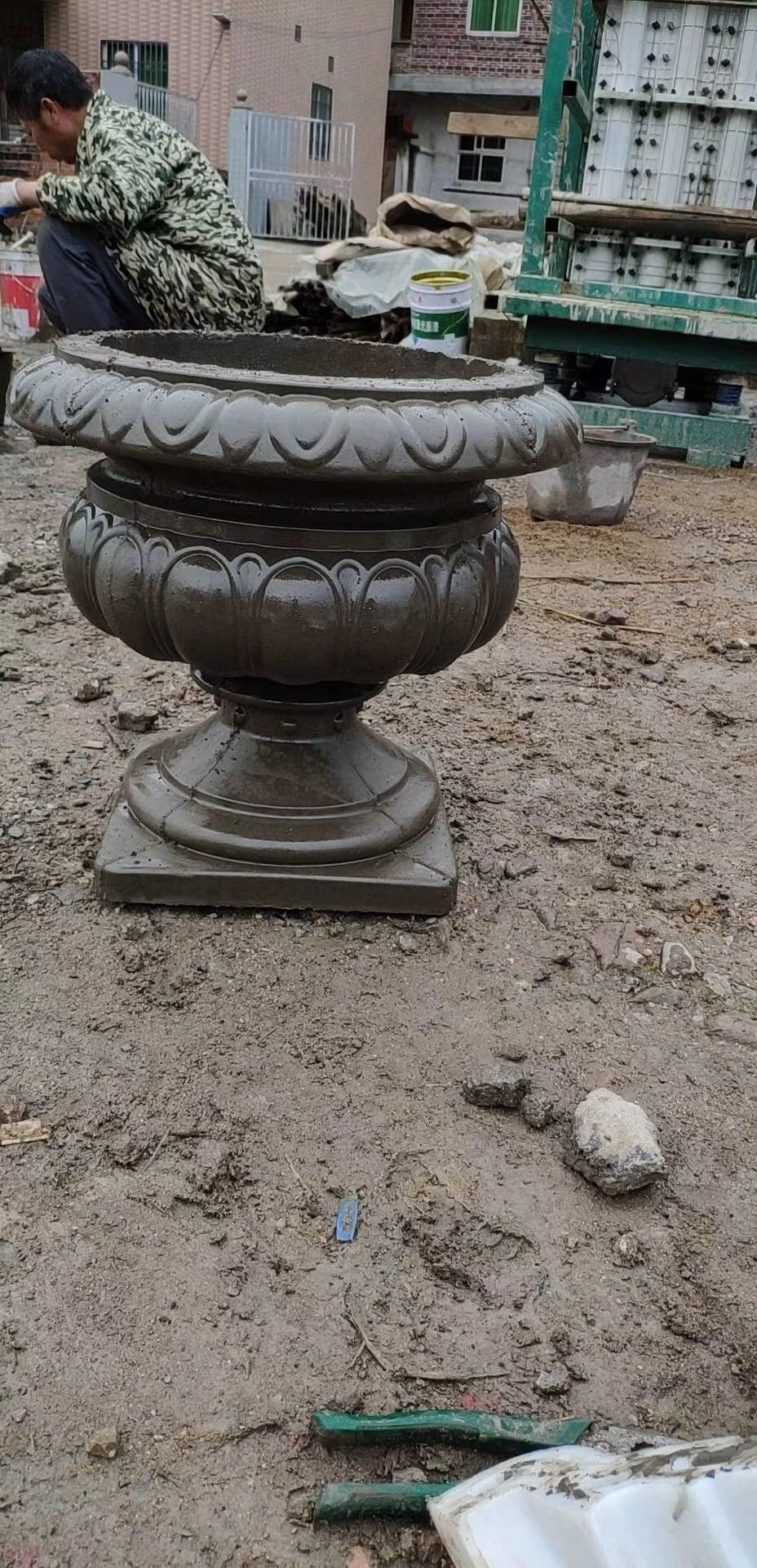 Reazone Molds D50cm Garden Cement Plastic Precast Concrete Flower Pot Decorative Planter Molds, White, (RZF-08)