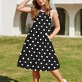 thumbnail image 6 of Girls Clothes under $5.00 Sleeveless Round Neck Button Summer Dress Casual with Pockets Dress 2-12 Years Black 3 Years, 6 of 6