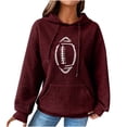 thumbnail image 3 of EQWLJWE Chandail à Capuche de Football pour Femmes 2023 Liquidation Manches Longues Col Rond Chandail en Molleton Tricot Ample Confortable Hauts Saison de Football Imprimé Lettre Léger Chandail d'Entraînement avec Poche Kangourou Hauts d'Entraînement pour Femmes, 3 of 4