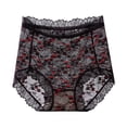 thumbnail image 2 of oelaio Lace Underwear for Women High Waisted Cheeky Bikini Panties Ladies Briefs Black L, 2 of 3