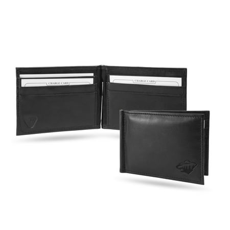 Minnesota Wild Leather - Minnesota Wild NHL RFID Blocking Shield Black Leather Moneyclip Wallet