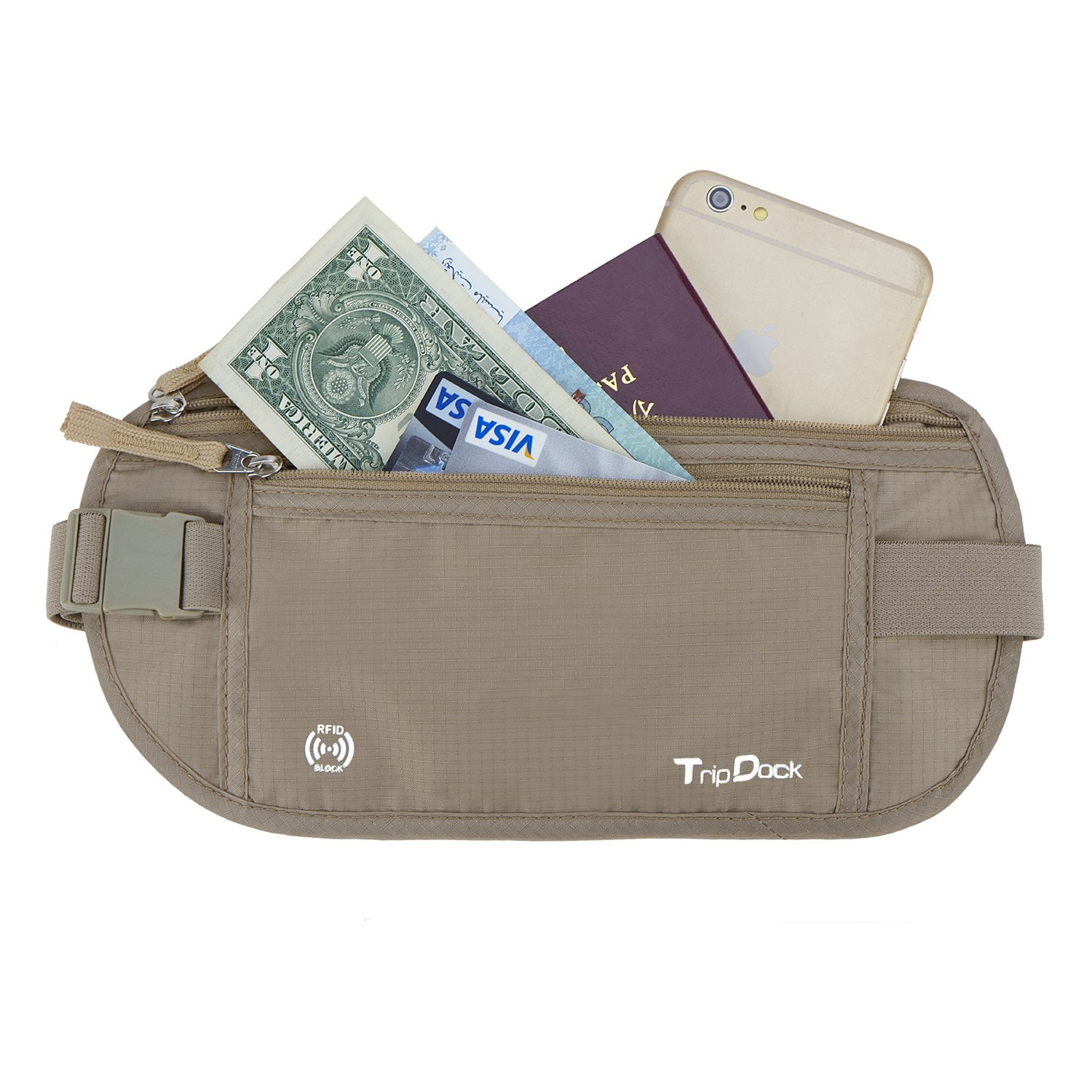 Fashion Unisex Waist Travel Belt Money Passport Wallet Pouch Ticket Bum Bag Fann 