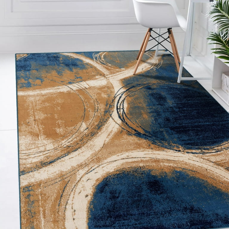 Luxe Weavers Modern Abstract Geometric Navy 4x5 Area Rug