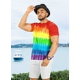 thumbnail image 3 of LA LEELA Men's Tshirt Short Sleeve Tie Dye Tee Crewneck Cotton LGBTQ Gay Pride T-Shirts Shirts for Men M Multi, Rainbow Stripes, 3 of 4