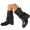 thumbnail image 3 of Western Cowboy Mid Calf Boots with Round Toe and Heel Featuring Buckle Detail for Everyday Wear Comfortable Pull On Design, 3 of 7