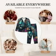 thumbnail image 6 of KLL Colorful Flower Tiger Print Women's Long Sleeve Pajamas with Pants Sleepwear Loungewear 2 Set-Small, 6 of 7