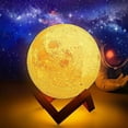 thumbnail image 1 of Lámpara de luna LED de 15 cm con control remoto, lámpara de luna 3D 16 colores de luz cambiantes, decoración de luna con soporte de madera luz de noche de luna portátil con masa, 1 of 5