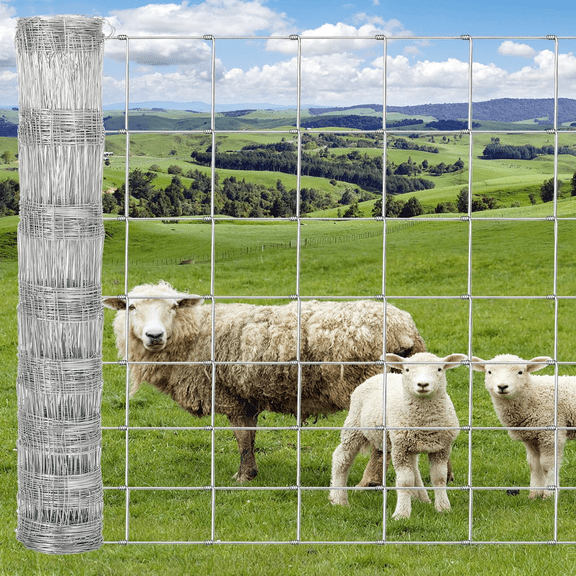 Farm Fence, 4ft x 328ft Heavy Zinc Coating Cattle Fence,Galvanized Field Wire Fencing for Goat Deer Hog Yard Livestock Animals Protection