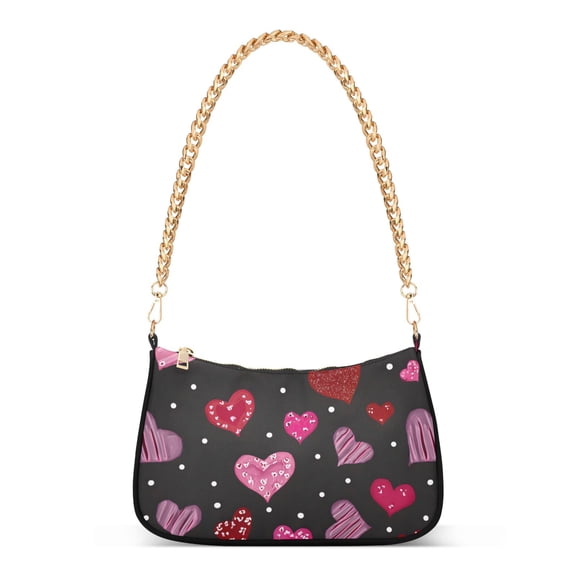 ALAZA Hearts Polka Dots Women's Chain Shoulder Bag Hobo Handbag Tote Crossbody Purse
